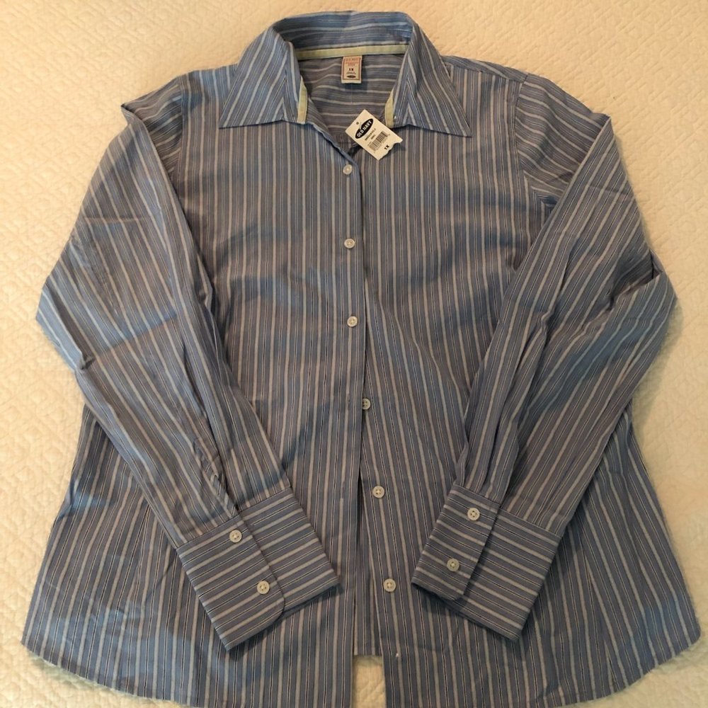 Women's Old Navy Blue Striped Shirt 1X NWT